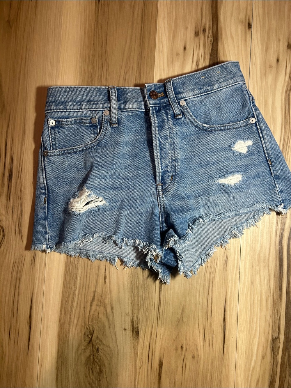 Madewell Light Blue Distressed High-Rise Denim Shorts Size:24
